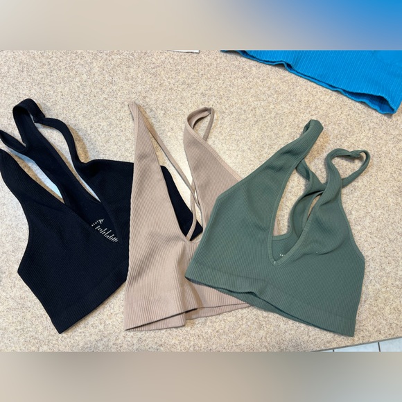 Bundle 3 Intimately Free People size M/L  bralettes - tan green and black womens - Picture 1 of 4